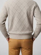Men's Autumn Diamond Knit Full Zip Cardigan