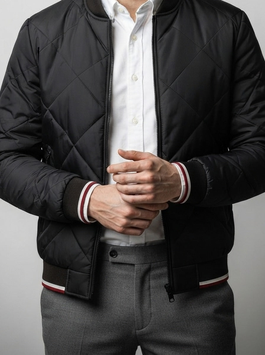 Men's Autumn Diamond Quilted Bomber Jacket