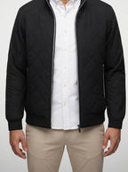 Men's Autumn Diamond Quilted Bomber Jacket with Contrast Tape Zip