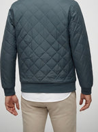 Men's Autumn Diamond Quilted Bomber Jacket with Contrast Tape Zip