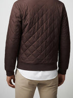 Men's Autumn Diamond Quilted Bomber Jacket with Contrast Tape Zip