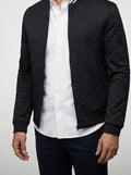 Men's Autumn Diamond Quilted Bomber Jacket with Striped Ribbed Collar