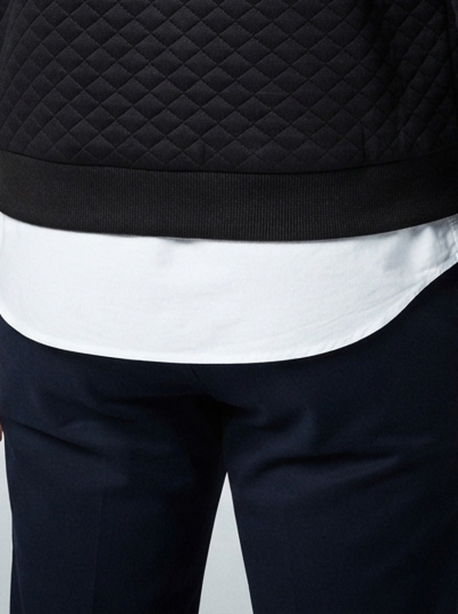 Men's Autumn Diamond Quilted Bomber Jacket with Striped Ribbed Collar