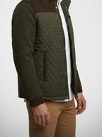 Men's Autumn Diamond Quilted Corduroy Jacket with Welt Pockets