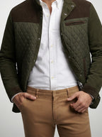 Men's Autumn Diamond Quilted Corduroy Jacket with Welt Pockets