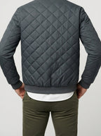 Men's Autumn Diamond Quilted Jacket with Stand Collar