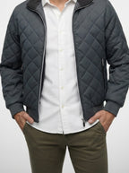 Men's Autumn Diamond Quilted Jacket with Stand Collar