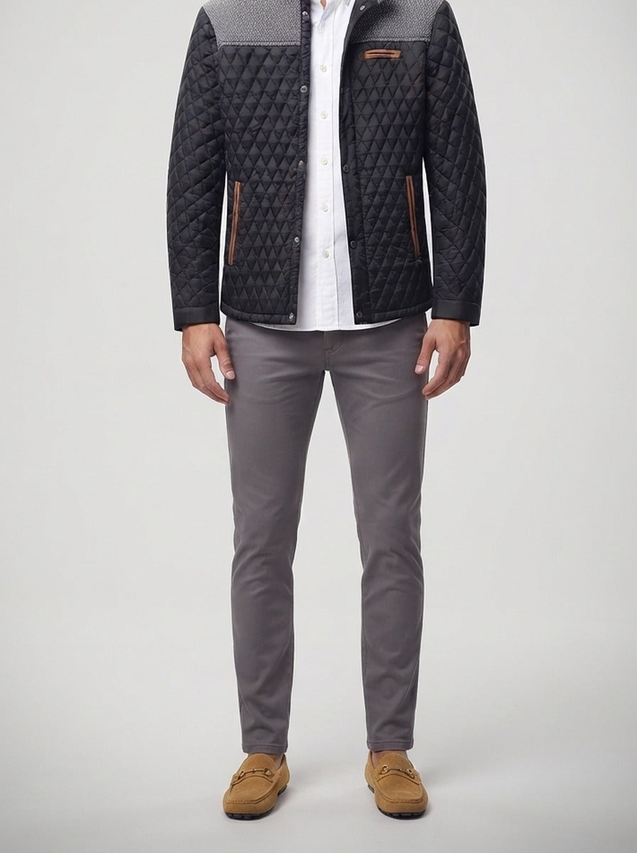 Men's Autumn Diamond Quilted Panel Jacket