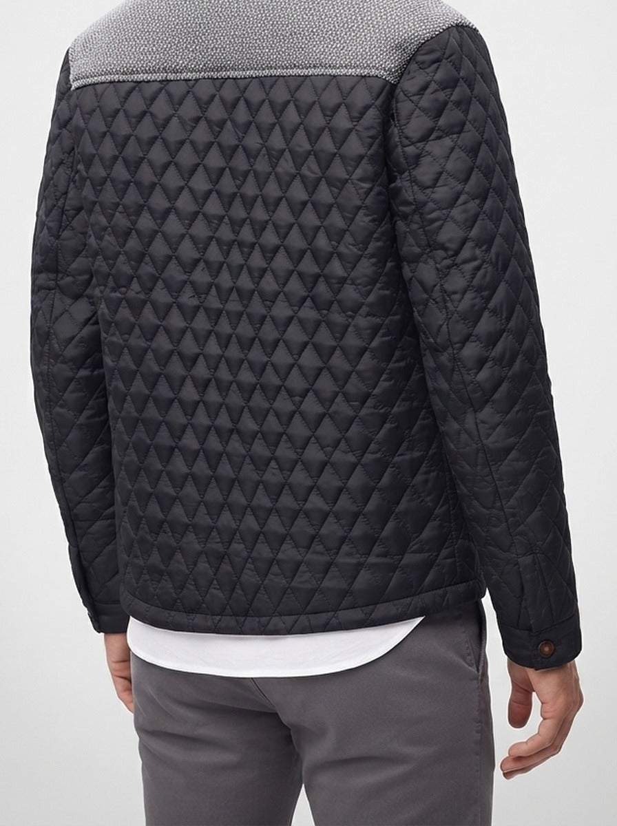 Men's Autumn Diamond Quilted Panel Jacket