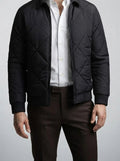 Men's Autumn Diamond Quilted Zip Front Bomber Jacket