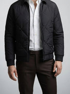 Men's Autumn Diamond Quilted Zip Front Bomber Jacket