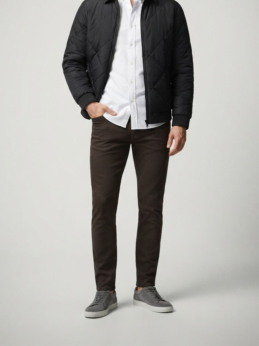 Men's Autumn Diamond Quilted Zip Front Bomber Jacket