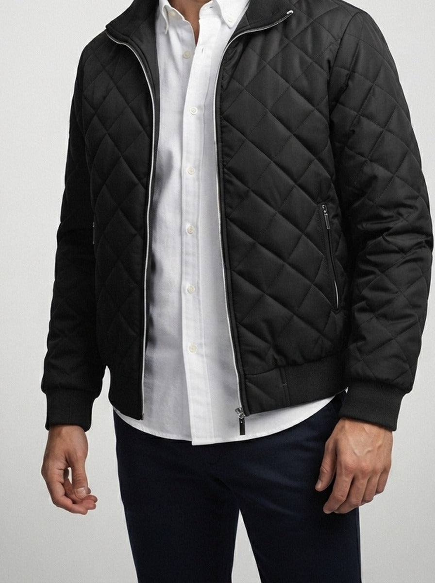 Men's Autumn Diamond Quilted Zip-Up Jacket