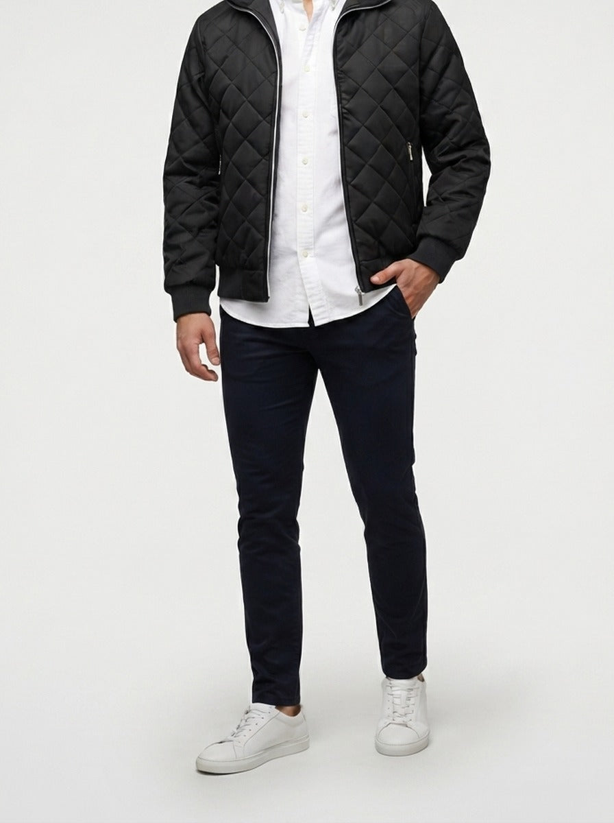 Men's Autumn Diamond Quilted Zip-Up Jacket