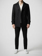 Men's Autumn Double Breasted Wool Overcoat with Notch Lapels