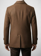 Men's Autumn Double Breasted Wool Overcoat with Notch Lapels
