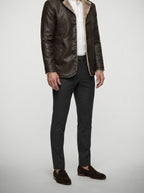Men's Autumn Faux Leather Shearling Collar Jacket