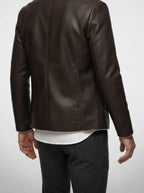 Men's Autumn Faux Leather Shearling Collar Jacket