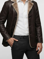 Men's Autumn Faux Leather Shearling Collar Jacket