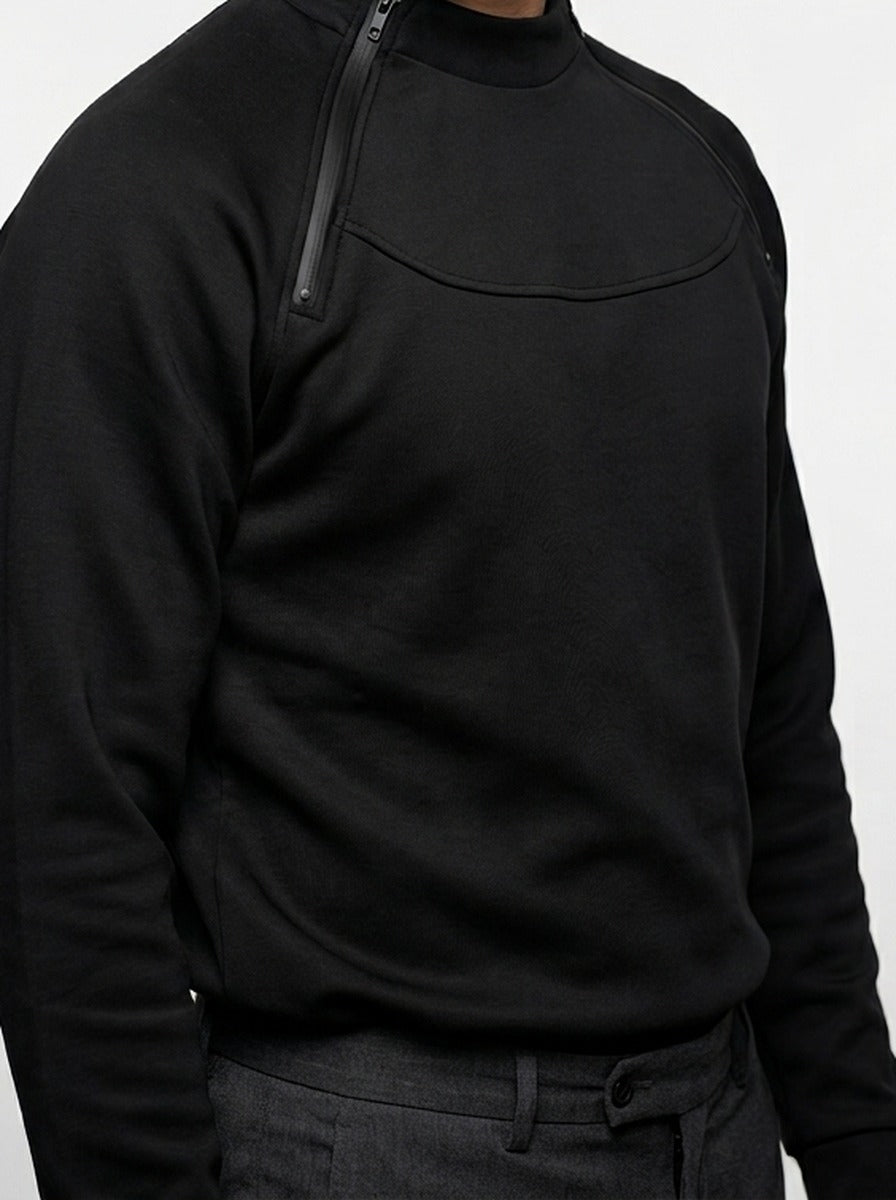 Men's Autumn Fleece Half Zip Sweatshirt with Funnel Neck