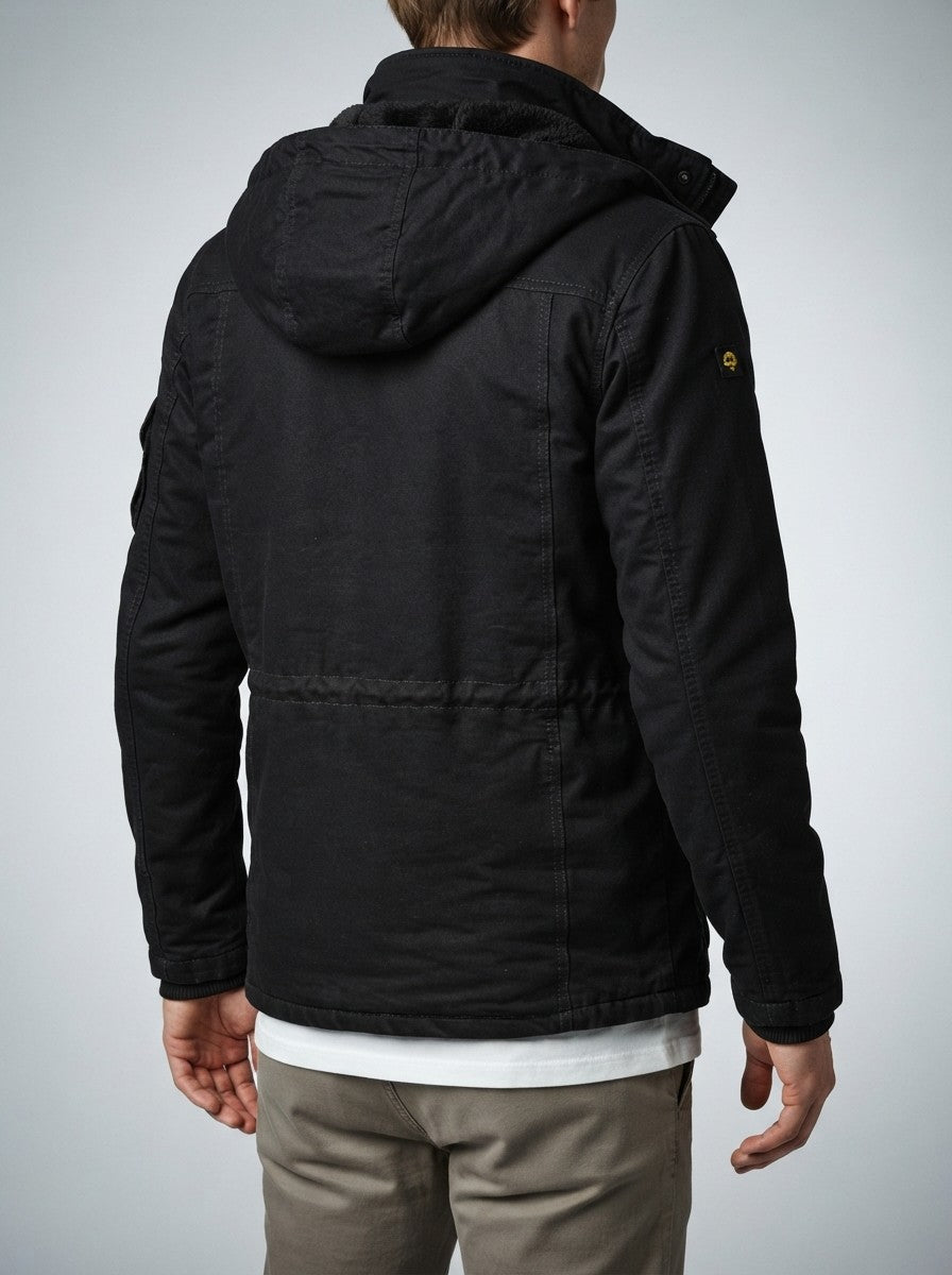 Men's Autumn Fleece Lined Cargo Jacket with Hood