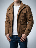 Men's Autumn Fleece Lined Cargo Jacket with Hood