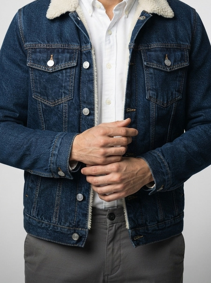 Men's Autumn Fleece Lined Denim Jacket