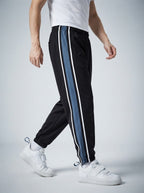Men's Autumn Fleece Lined Joggers with Colour Block Panel