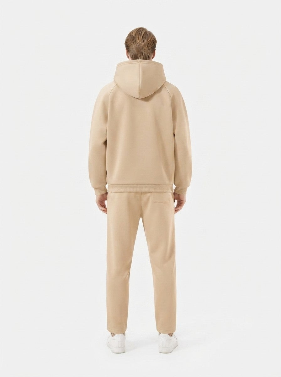 Men's Autumn Fleece Lined Two Piece Set with Half Zip Hood