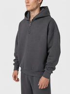 Men's Autumn Fleece Lined Two Piece Set with Half Zip Hood