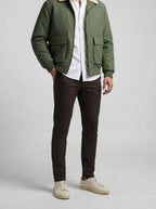 Men's Autumn Full Zip Flight Jacket with Pile Collar