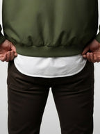 Men's Autumn Full Zip Flight Jacket with Pile Collar