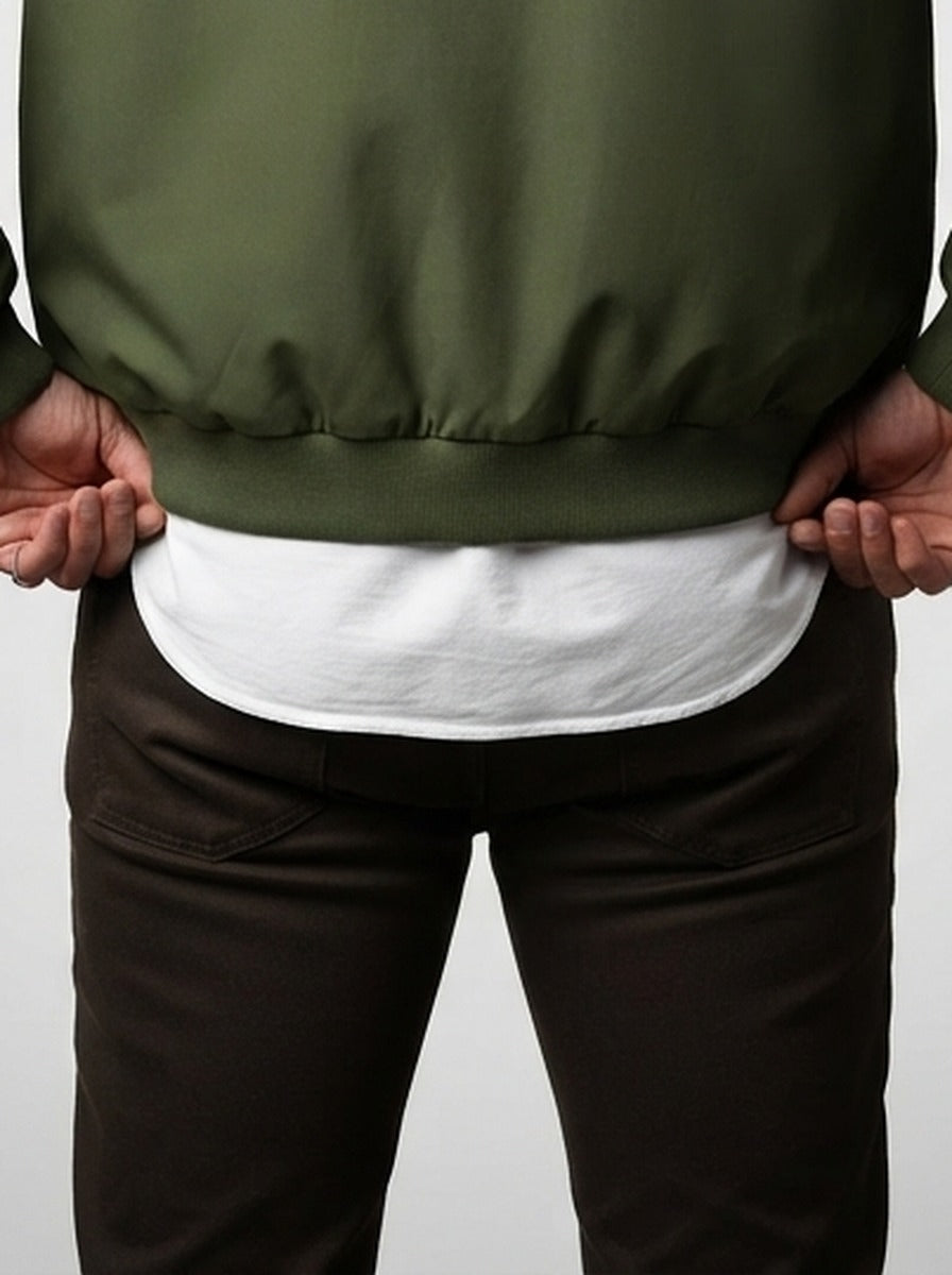 Men's Autumn Full Zip Flight Jacket with Pile Collar