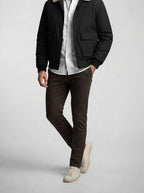 Men's Autumn Full Zip Flight Jacket with Pile Collar