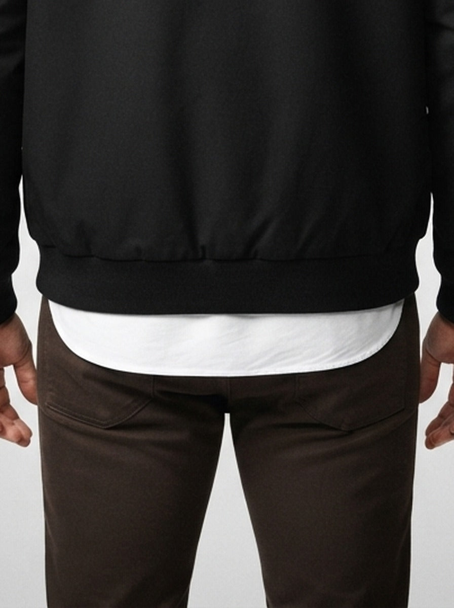 Men's Autumn Full Zip Flight Jacket with Pile Collar