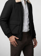 Men's Autumn Full Zip Flight Jacket with Pile Collar