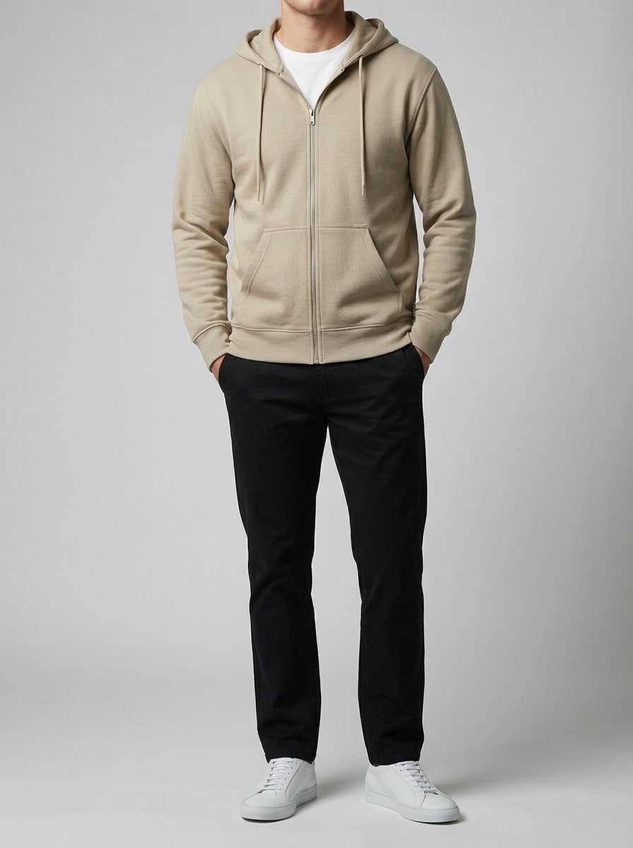 Men's Autumn Full Zip Hooded Sweatshirt with Kangaroo Pocket