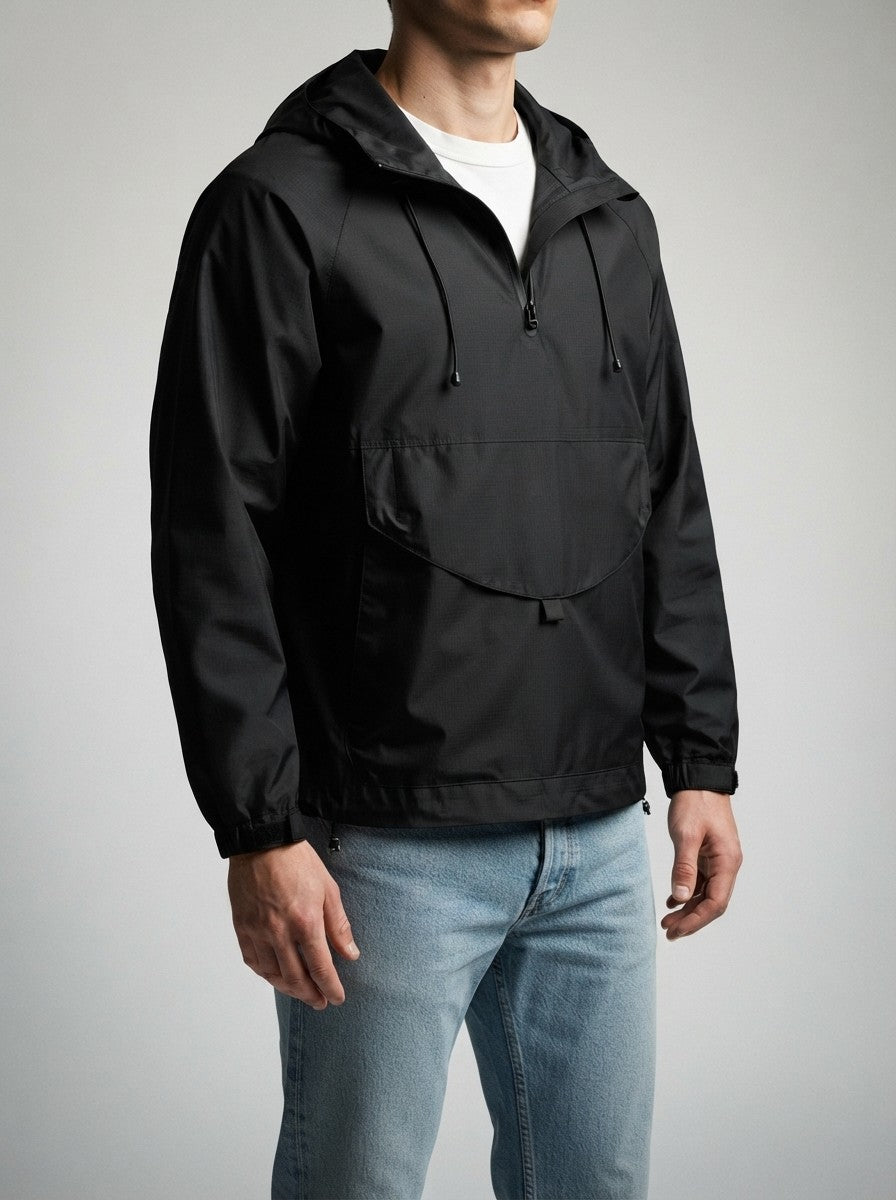 Men's Autumn Half Zip Anorak Jacket with Pouch Pocket