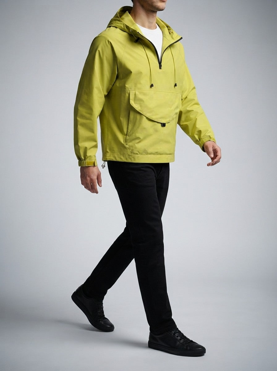 Men's Autumn Half Zip Anorak Jacket with Pouch Pocket