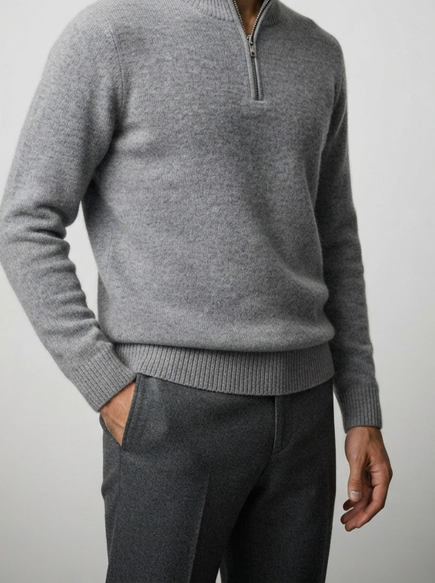 Men's Autumn Half Zip Jumper with Mock Neck