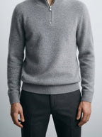Men's Autumn Half Zip Jumper with Mock Neck