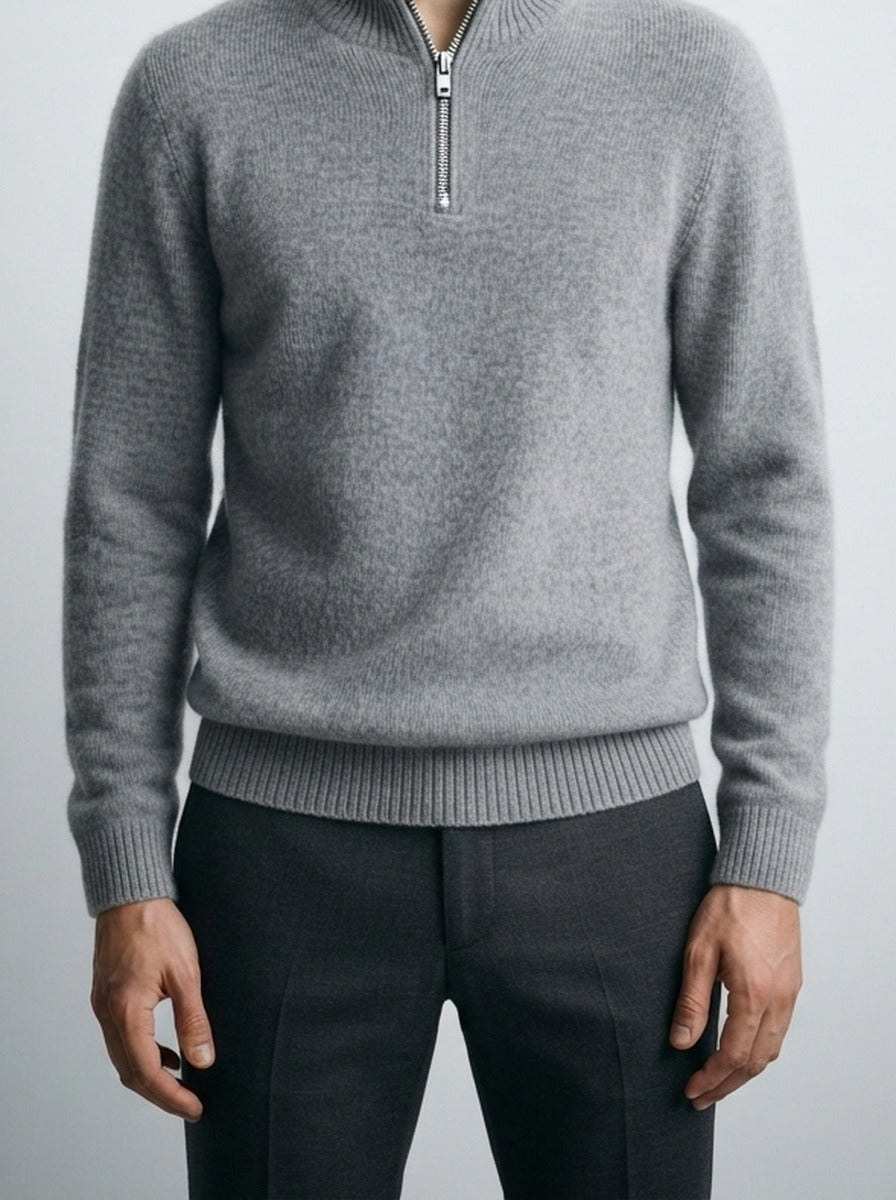 Men's Autumn Half Zip Jumper with Mock Neck