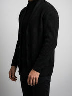 Men's Autumn Heavy Ribbed Knit Cardigan with Shawl Collar