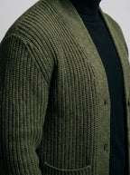 Men's Autumn Heavy Ribbed Knit Cardigan with Shawl Collar