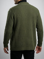 Men's Autumn Heavy Ribbed Knit Cardigan with Shawl Collar