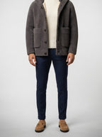 Men's Autumn Hooded Fleece Jacket with Button Front