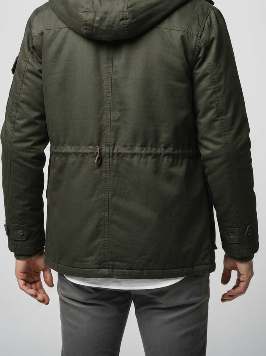 Men's Autumn Hooded Fleece Lined Field Jacket