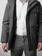 Men's Autumn Hooded Fleece Lined Field Jacket