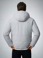 Men's Autumn Hooded Padded Parka with Zip Sleeve Pocket
