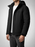 Men's Autumn Hooded Padded Parka with Zip Sleeve Pocket